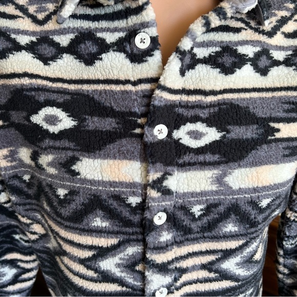 ASOS Mens Western Aztec Print Fleece Over Shirt Jacket Button Down Small - Picture 2 of 7